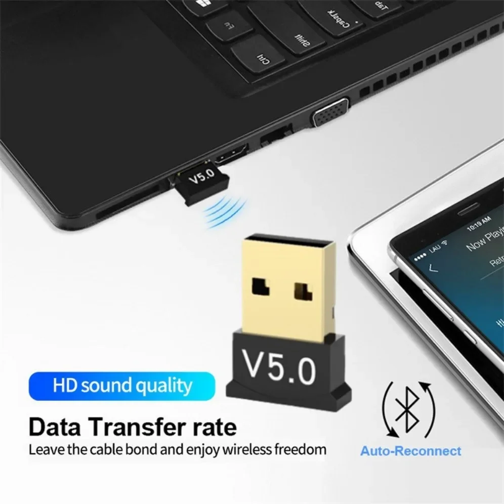 GRWIBEOU-Adaptador USB Bluetooth 5,0, Dongle, Adaptador Bluetooth 5,0 para PC, portátil, altavoz inalámbrico, receptor de Audio, transmisor USB - imagen 5