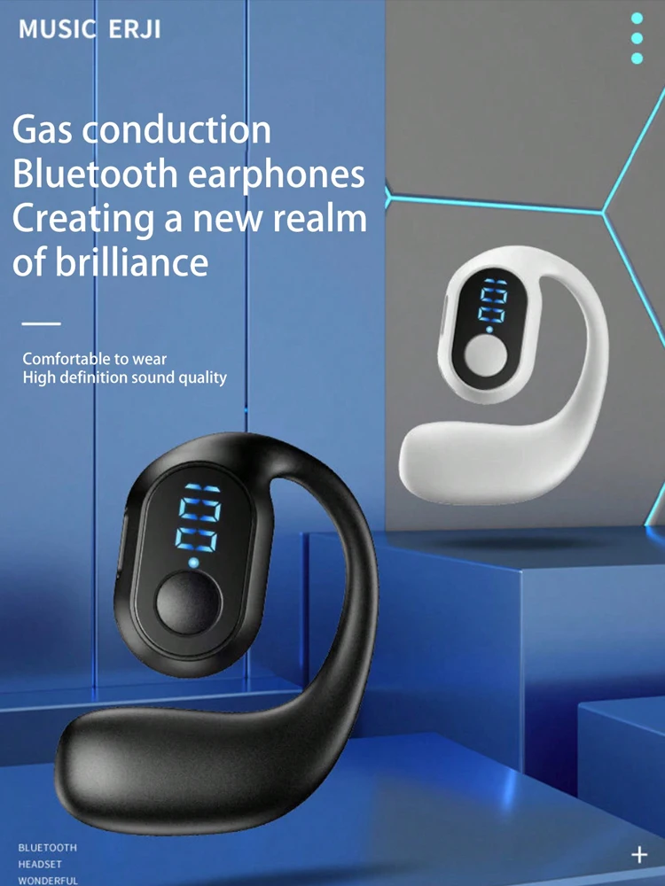 Auriculares inalámbricos intrauditivos, audífonos deportivos con pantalla digital monoaural, cancelación de ruido, batería de larga duración - imagen 2