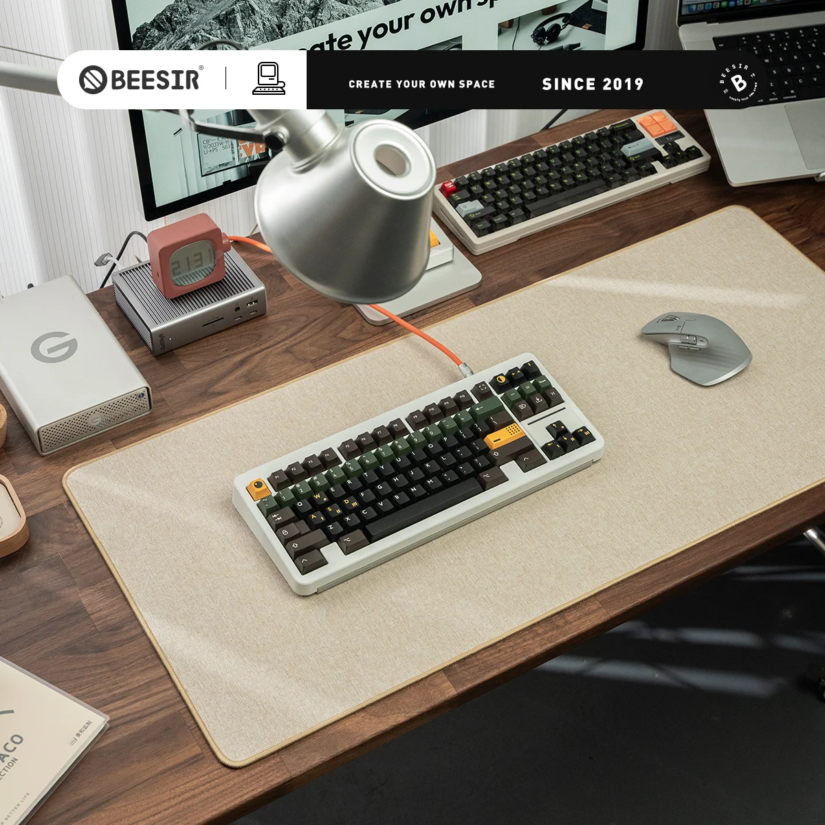 Alfombrilla de lino para teclado y ratón, alfombrilla de escritorio grande personalizada con absorción de impacto, impermeable, para teclado de juegos de oficina, engrosamiento de lino y algodón - imagen 4