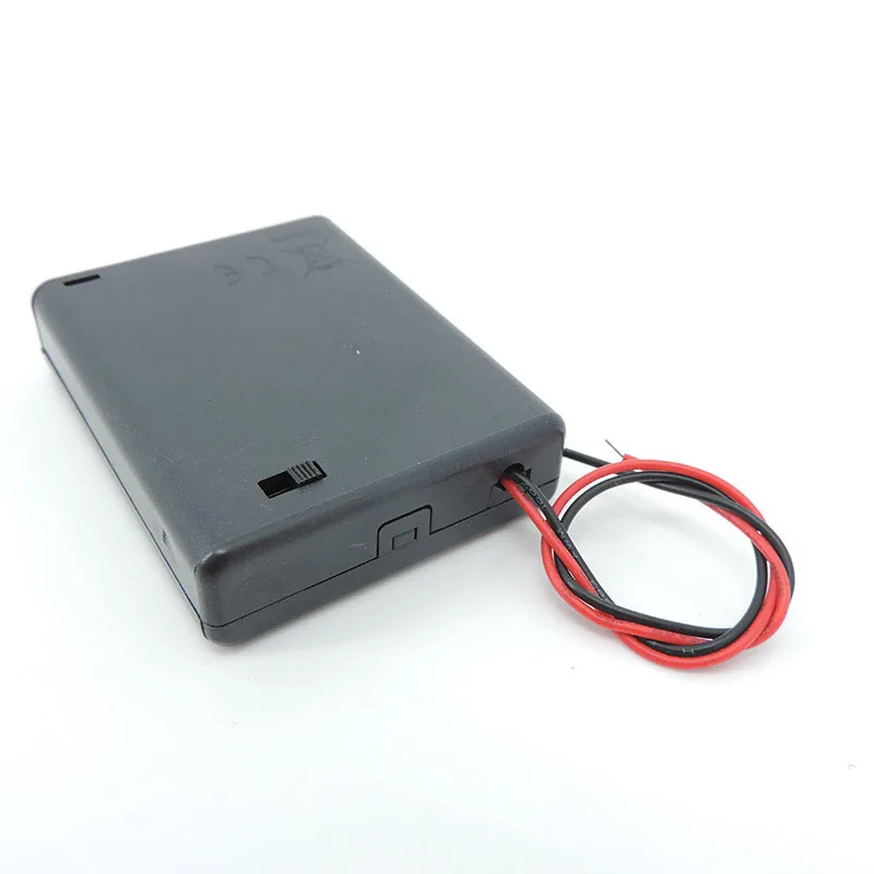 1/3 Uds 4 ranuras AAA 6V caja porta baterías con cables con cubierta de interruptor de encendido/apagado contenedor de batería estándar negro A7 - imagen 4