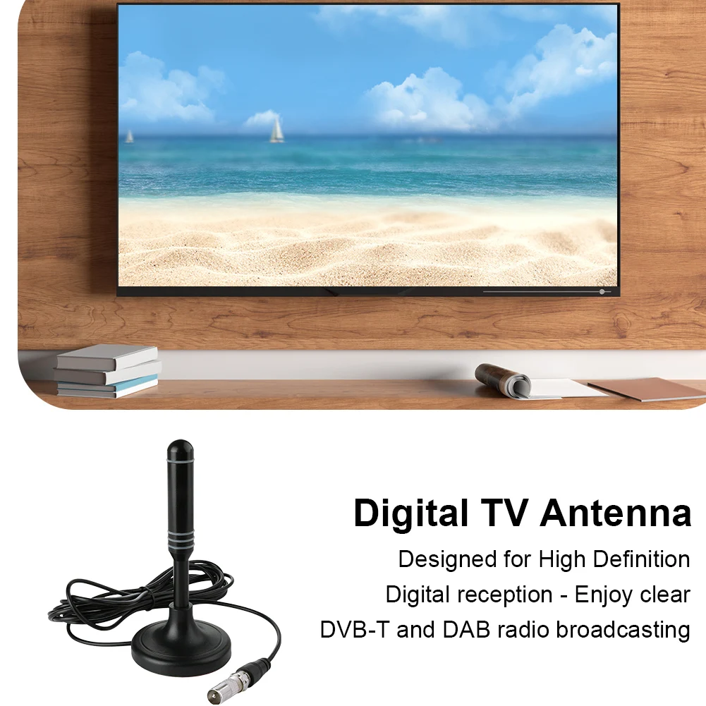 Antena HDTV Cable coaxial de 300cm Antena de recepción Digital DVB-T DVB-T2 DAB interior exterior Digital HD Freeview aérea Plug and Play - imagen 3