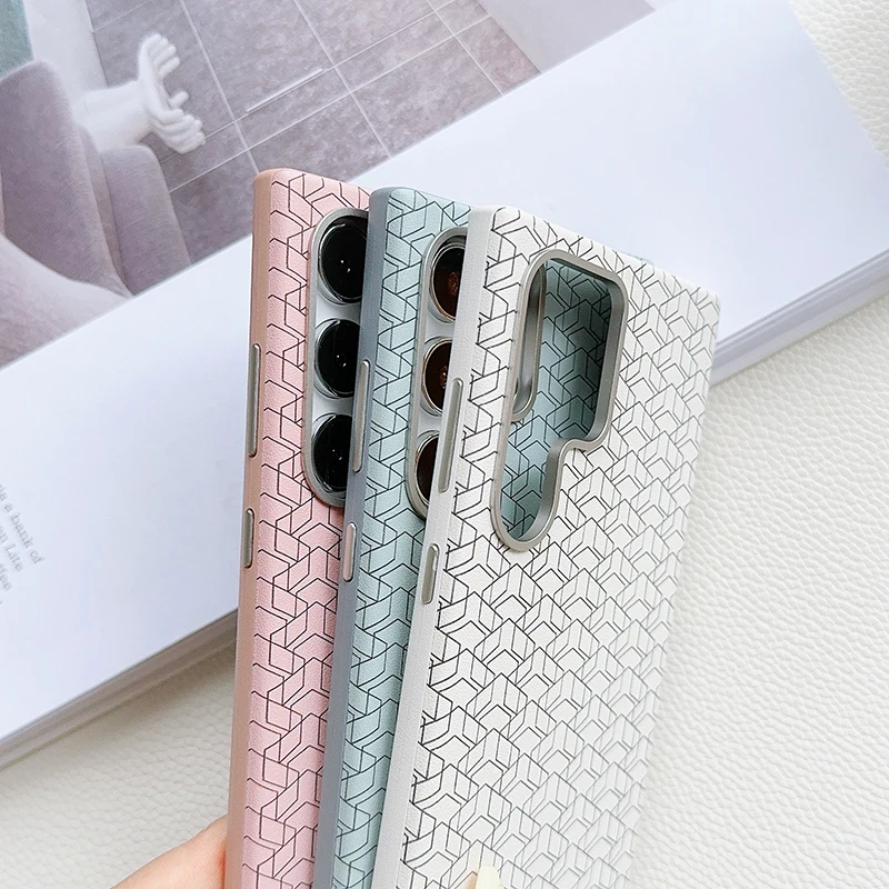 Para Magsafe carga inalámbrica magnética línea de Color sólido patrón parachoques funda de teléfono para Samsung S25 Ultra S22 S23 S24 Ultra Plus - imagen 5