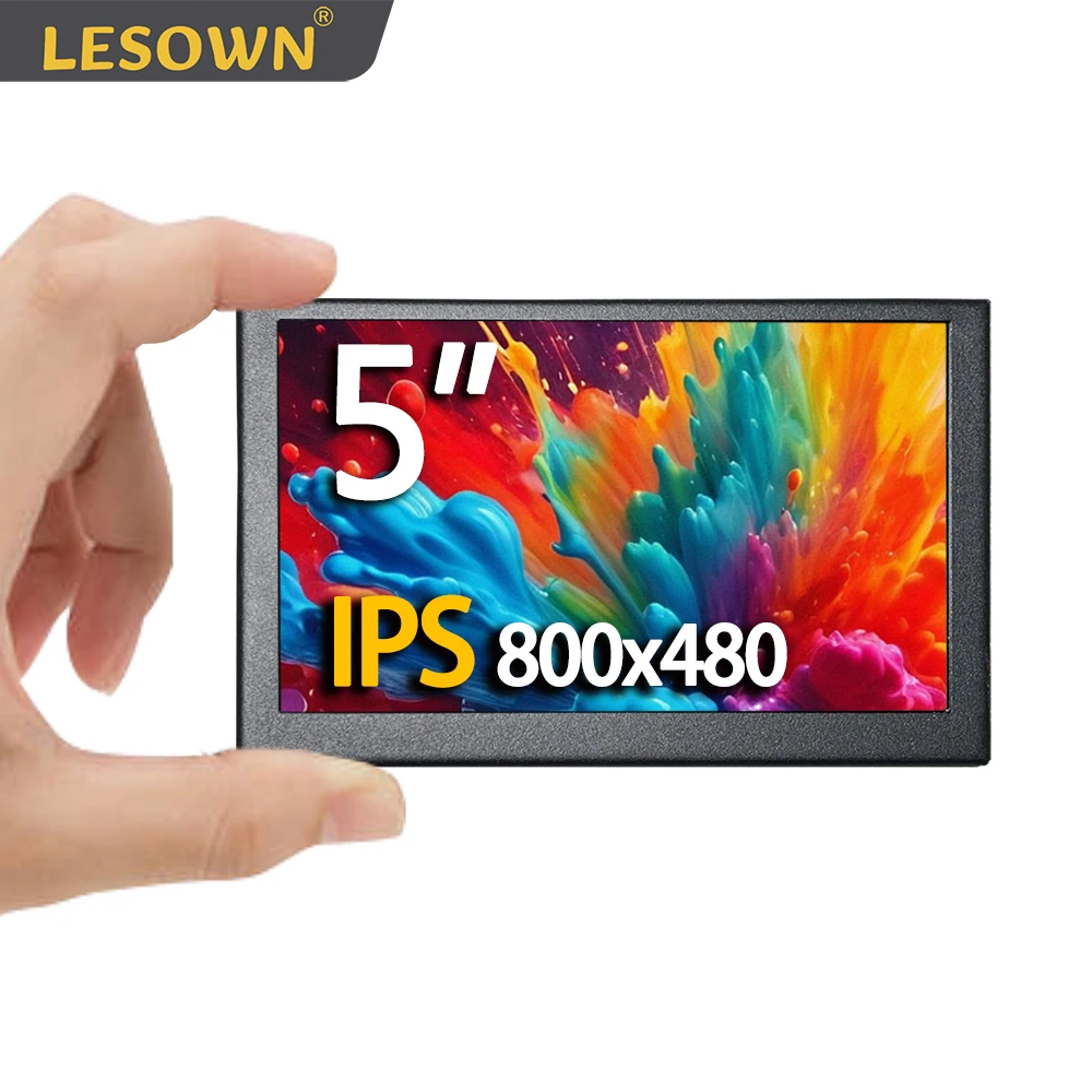 LESOWN mini Monitor 5 pulgadas HDMI pequeña pantalla LCD 800x480 IPS pantalla ligera portátil para Windows PC ordenador Plug and Play