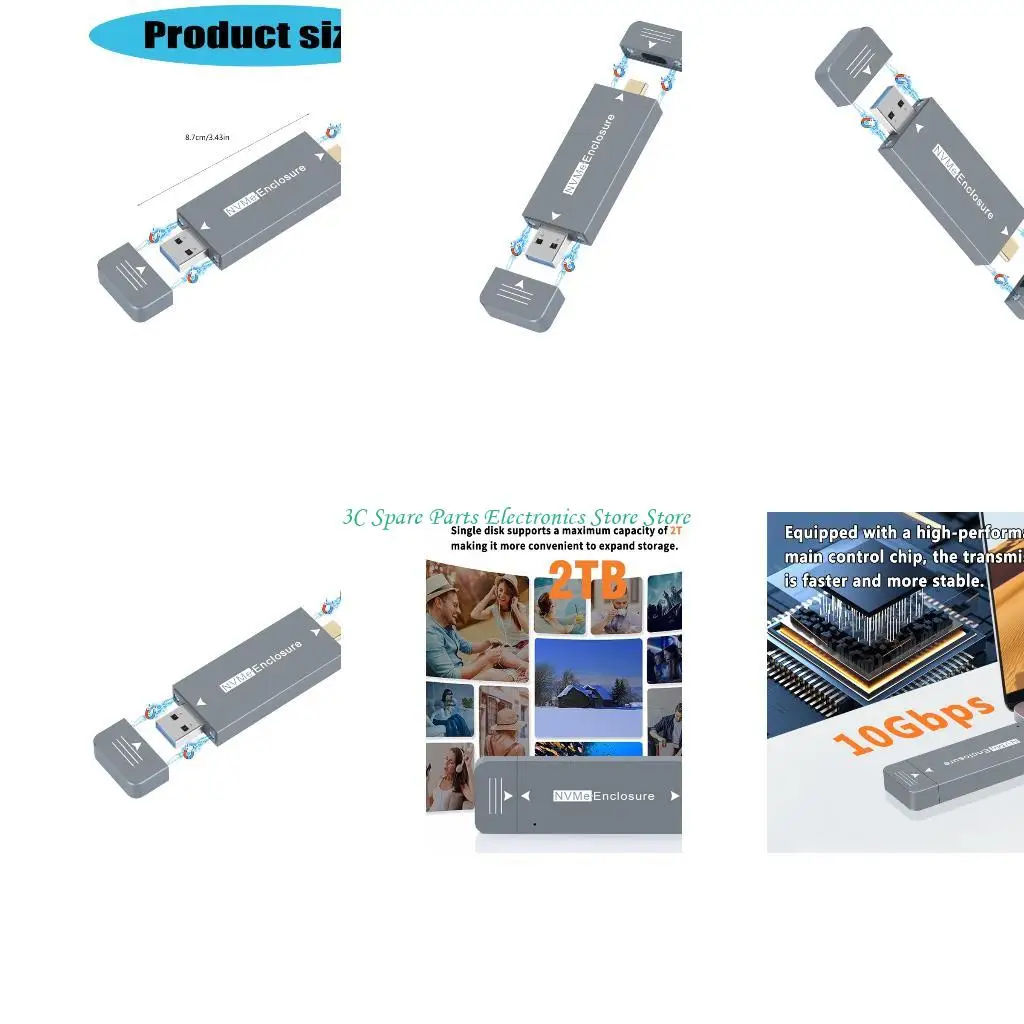 SZ NVME Cubo para adaptador externo metal PCIe SSD M.2 a USB C 2230 M.2 Caso SSD 10Gbps SSD externo