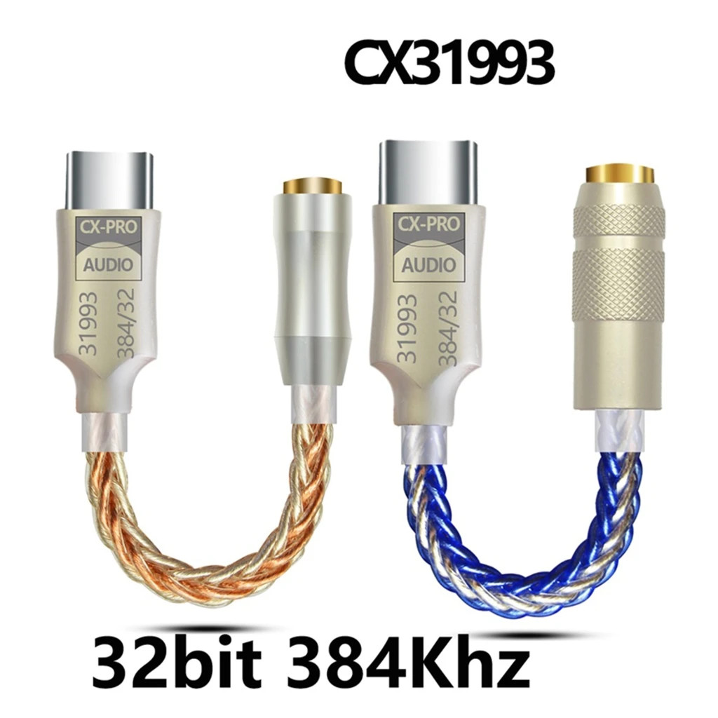 Adaptador de sonido USB C a 3,5mm Adaptador de auriculares USB C 32 bits 384 KHz CX31993 DAC Chip Adaptador de auriculares amplificador de auriculares - imagen 2