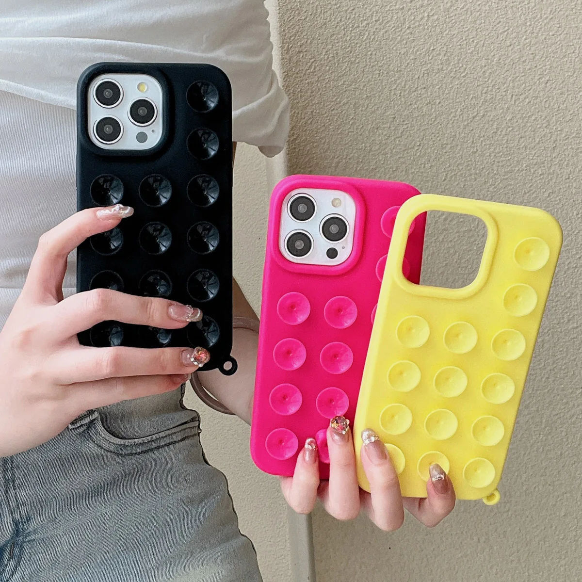 Funda de teléfono con ventosa creativa INS para iPhone 11 15 16 Pro Max 13 14 Plus 12 16promax Funda de silicona suave a prueba de golpes