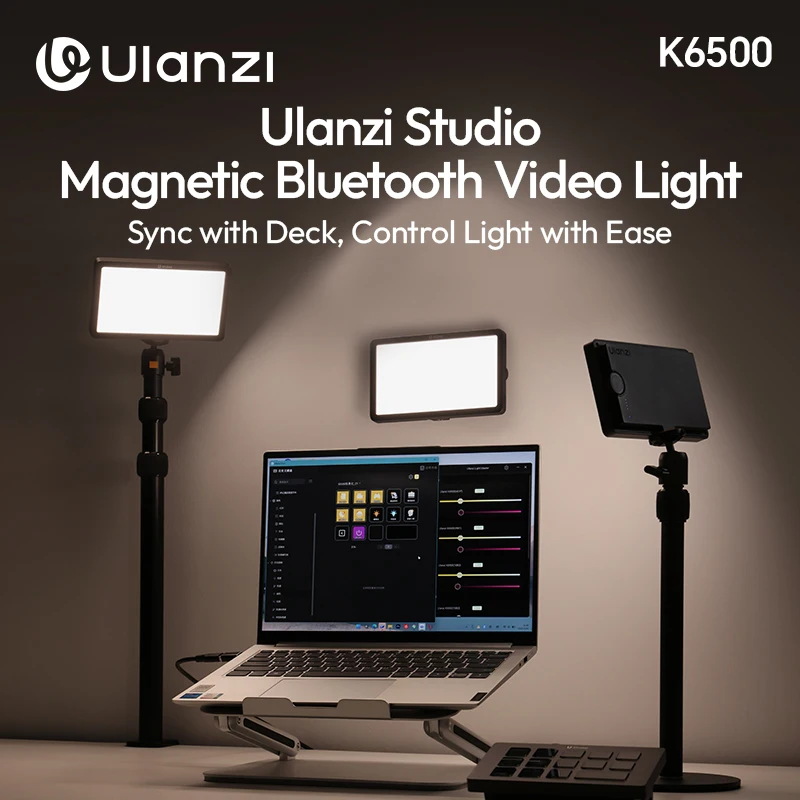 Luz de vídeo Bluetooth magnética de estudio Ulanzi K6500 con carga tipo c luz suave bicolor para transmisión en vivo Vlog Home Studio - imagen 2