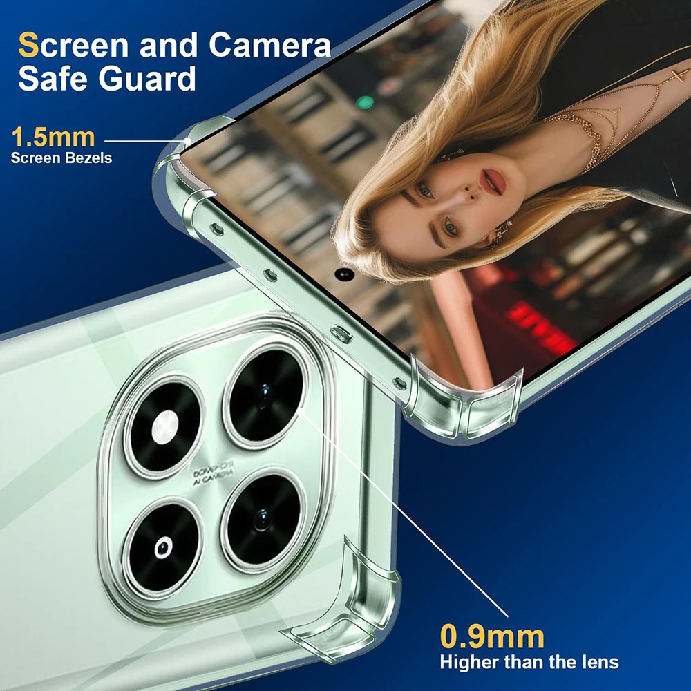 Funda blanda de silicona de lujo a prueba de golpes para Xiaomi POCO F5 F6 X7 X6 X5 X4 X3 Pro F4 F5 GT 5G, funda transparente ultrafina - imagen 3