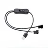 Cable adaptador de corriente para ventilador, 1 a 2 vías, USB a 3, 4 pines, PWM, 5V, conector de ventilador, interruptor de encendido y apagado 22AWG, 40cm, 1575 pulgadas