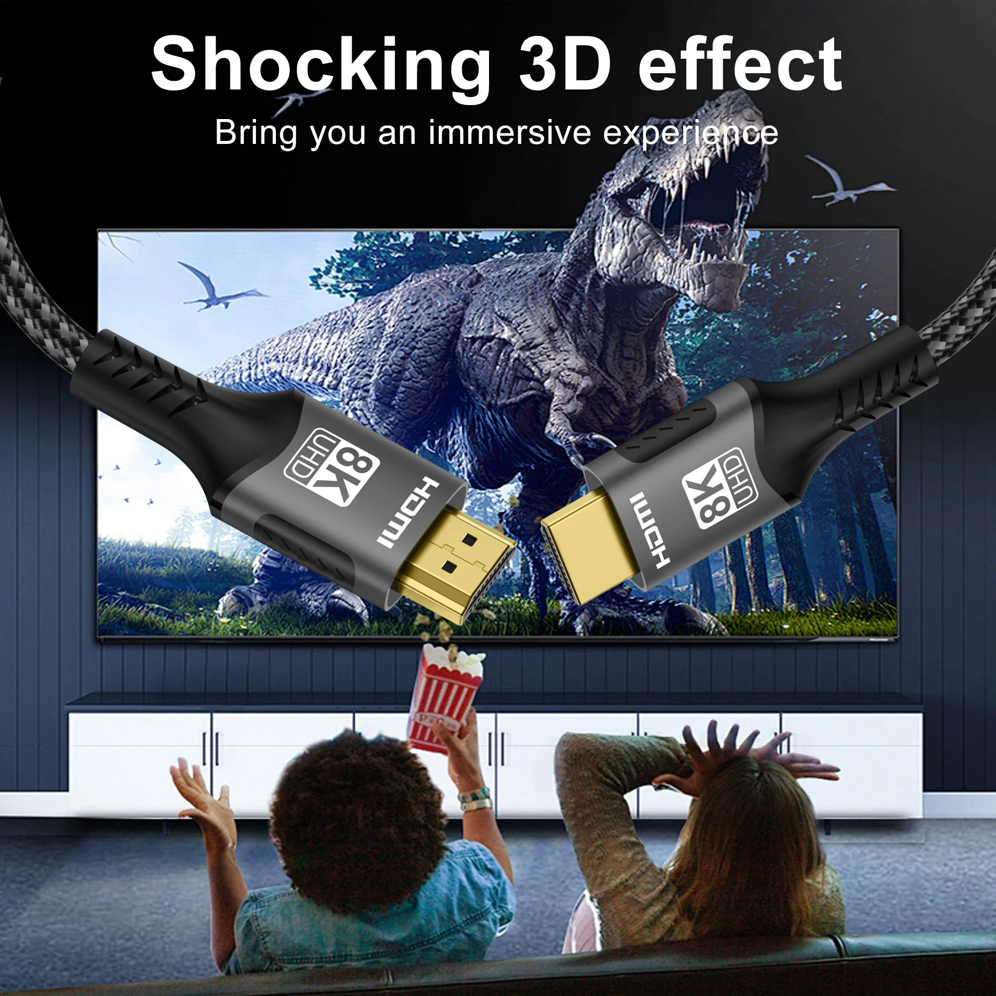 FDBRO 8K HDMI 2,1 Cable 8K @ 60Hz 4K @ 120Hz 48Gbps EARC ARC HDCP Ultra alta velocidad HDR para Cable de vídeo RTX PC portátil proyector HD TV - imagen 5