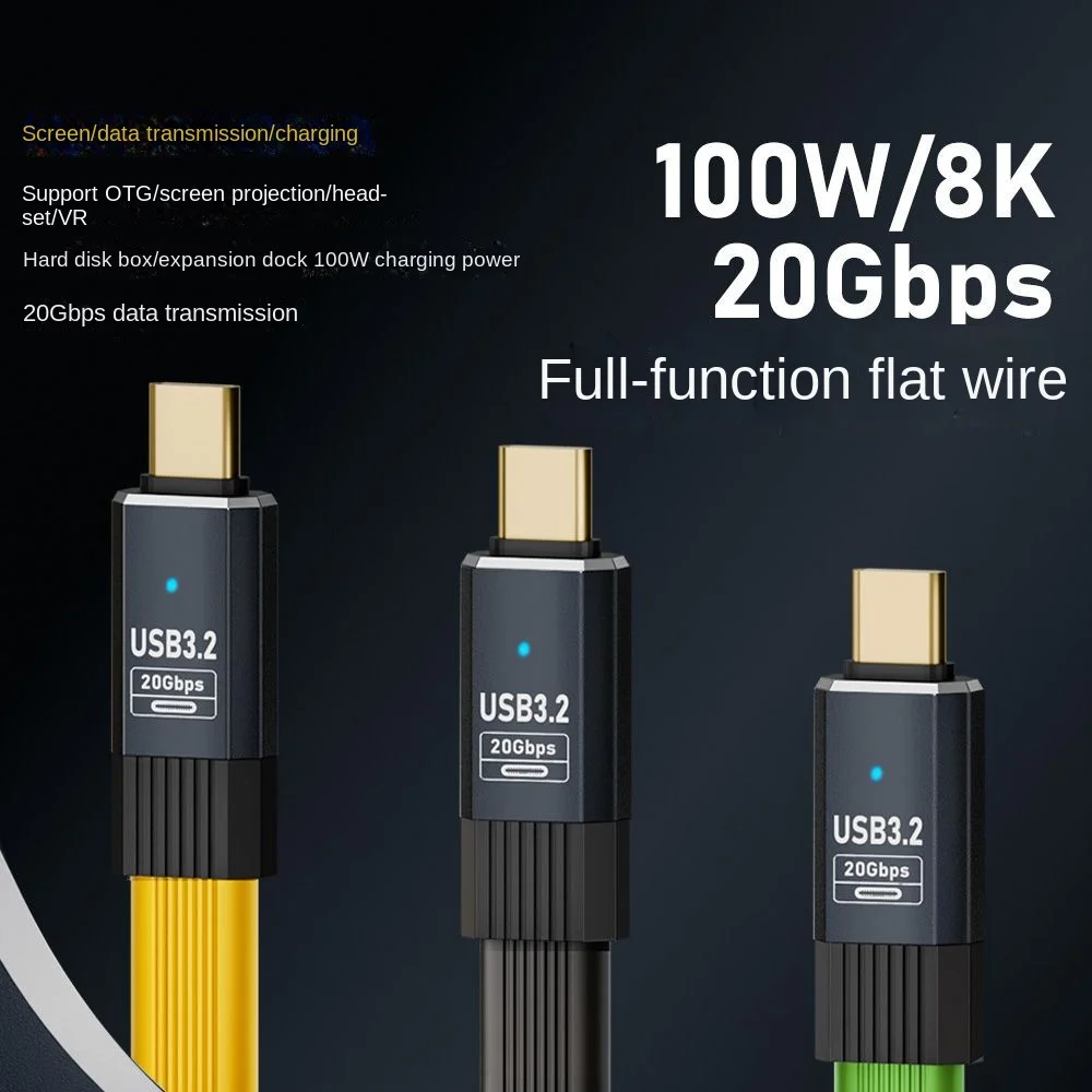 Cable portátil USB 3,2 FPC C a C PD100W carga rápida 8K fundición de pantalla tipo C Cable de datos con todas las funciones para Iphone 15 Samsung - imagen 3