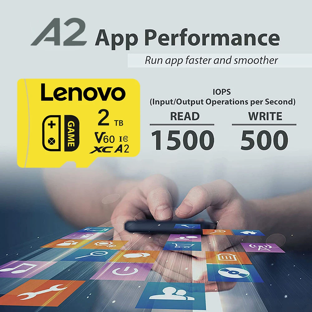 Tarjeta de memoria Lenovo 2TB 1TB Class10 V60 A2 tarjeta TF 512GB Mini tarjeta SD 128GB tarjeta Micro TF SD de alta velocidad 256GB para Nintendo Switch - imagen 2