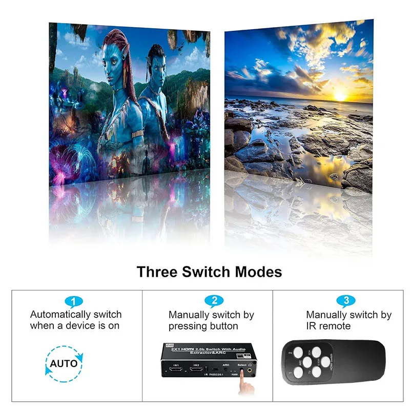 Extractor de audio con 2 puertos HDMI 2,0 para PS5, 4K, 60Hz, 5,1 CH, HDMI2.0b, HDMI ARC Switch con audio toslink, estéreo, HDCP 2,2, 4K, 60Hz - imagen 5