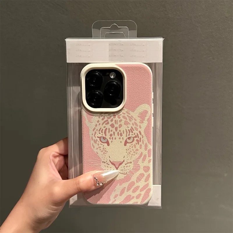 Para iPhone 17 Pro Max funda rosa con diseño de estampado de leopardo suave para iPhone Air 16 15 14 Plus 13 12 11 XS Max XR X 16E - imagen 3