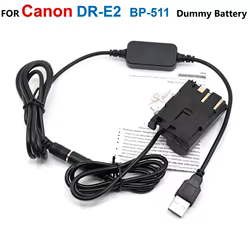 Adaptador de Cable de alimentación USB de 5V + DR-E2, acoplador de CC DR-400, batería ficticia de BP-511 para Canon EOS 5D, 10D, 20D, 20Da, 30D, 40D, 50D, D30, D60, 300D