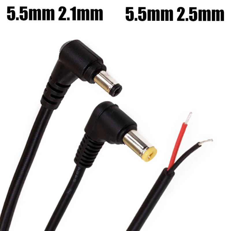 Conectores de alimentación CC de ángulo recto, 5,5mm, 2,1mm, 2,5mm, 15/30/50/100/150/200cm, Cable de alimentación CC pelado para tira de luces LED, cámara CCTV - imagen 2