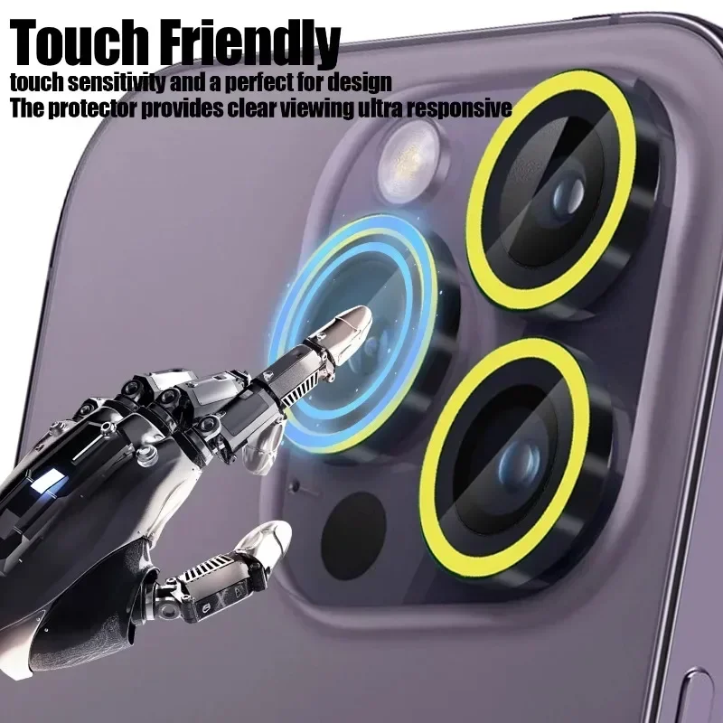 Vidrio de cámara de cerámica luminosa para IPhone 17 Pro Max 16Plus, anillo de película protectora de lente, tapa protectora de brillo de vidrio templado multicolor - imagen 5