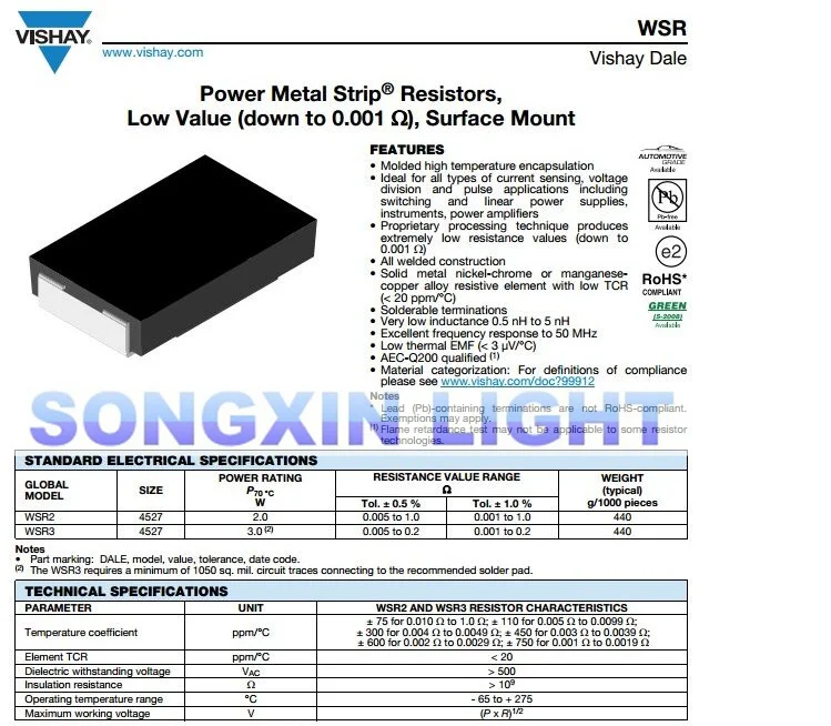 10 piezas WSR3R0500FEA WSR-3 0,05r 1% 3W VISHAY SMD - imagen 2