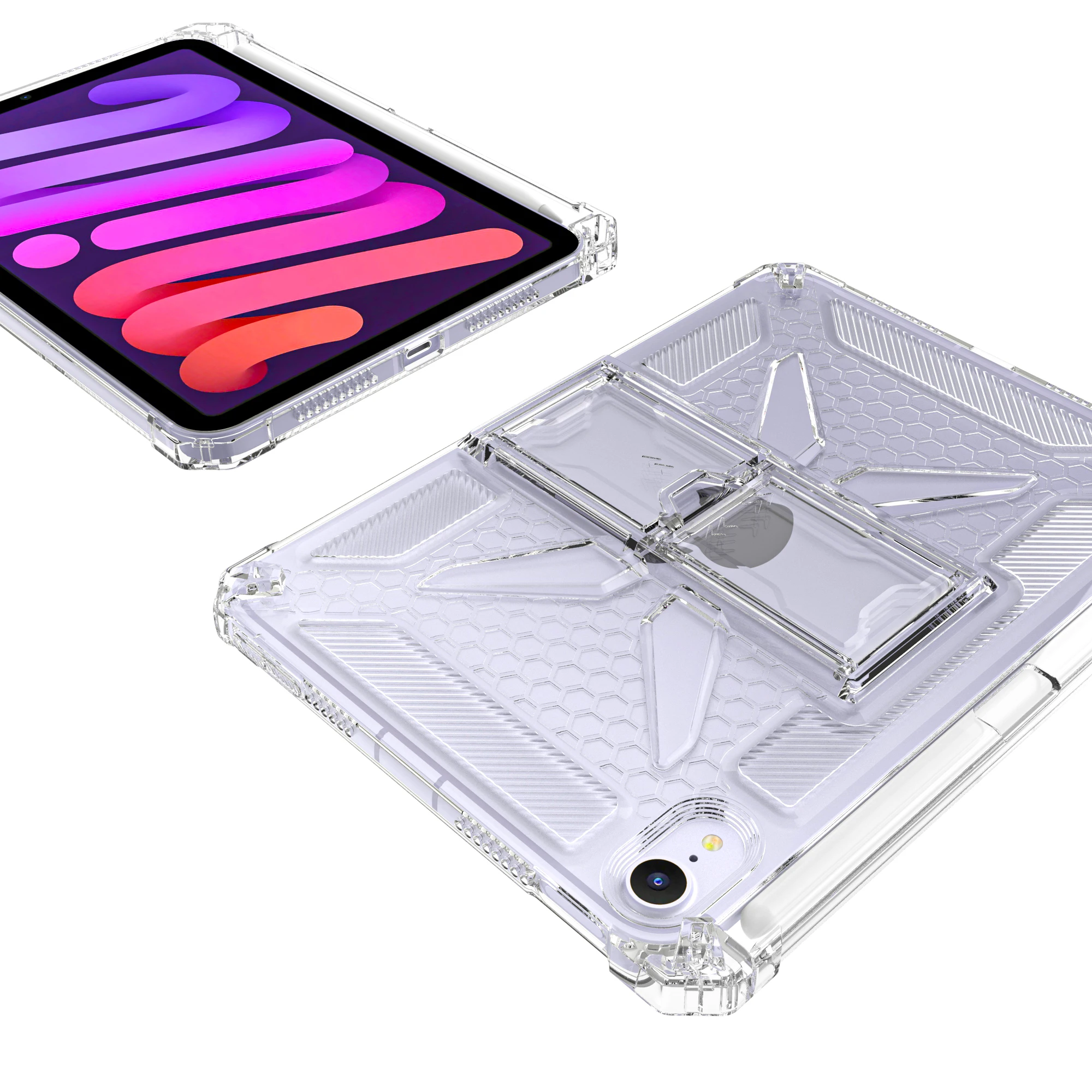 Para iPad A17 Pro 2024 funda de 8,3 pulgadas con soporte funda protectora transparente con ranura para bolígrafo para iPad mini 7th A2993 A2995 A2996 - imagen 3