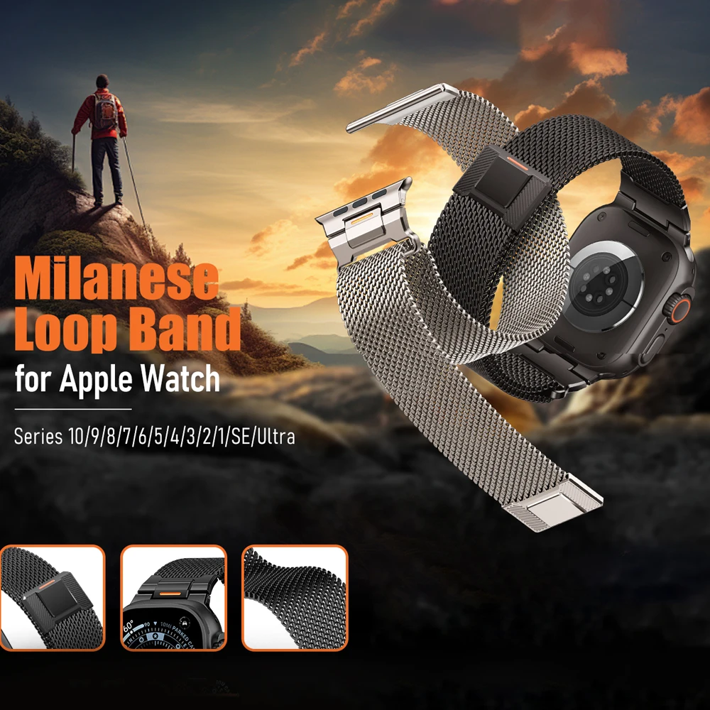 Correa de Metal para Apple watch Ultra2 3 bandas 49mm 46mm 44mm 41mm 45mm 42mm 40mm pulsera Milanese Loop iWatch Series 11 10 9 8 7 se