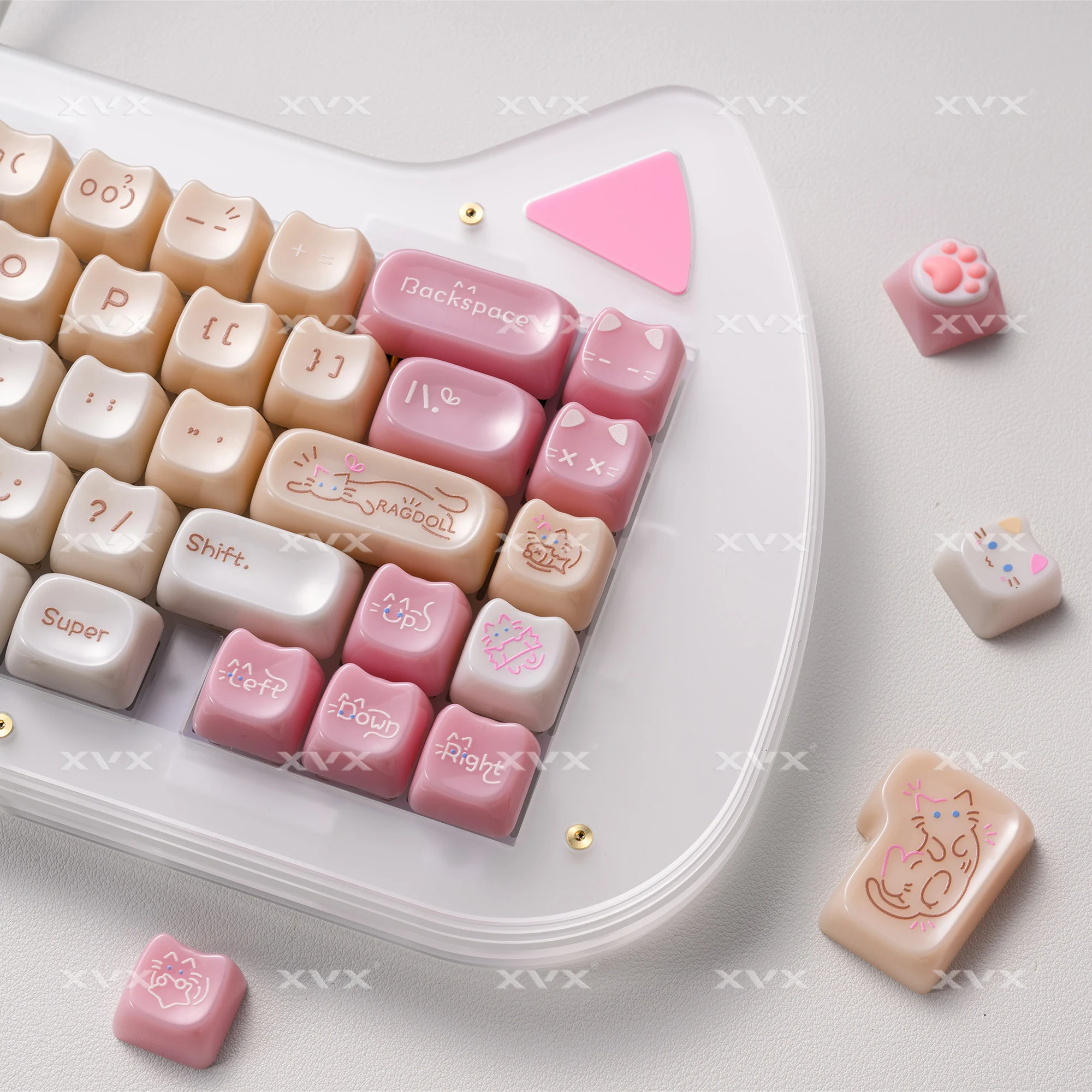 Teclas con tema de gato XVX 148 teclas, tapa de tecla de perfil MAO, bonita y brillante coreana para teclado 61 64 68 78 87 96 98 104 108 - imagen 5