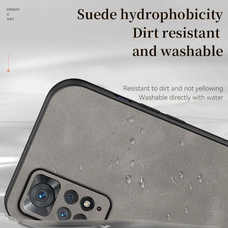 Funda de silicona con textura de cuero de lujo para Xiaomi Redmi Note 11, 11S, 10, 10S, 9, 8, 7, 5 Pro, 4G, 5G, cubierta trasera de piel de oveja - imagen 3