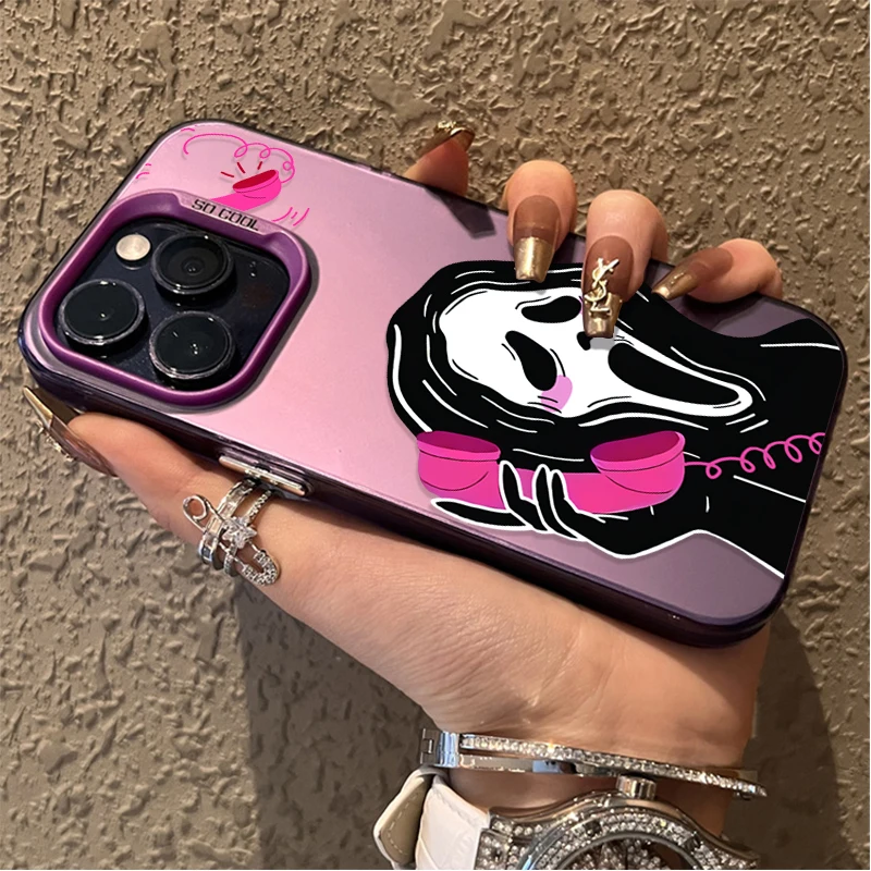 Funda de PC chapada para iPhone 17 Air 16 15 11 12 14 13 Pro Max XS X XR Plus 8 7 SE 2020 Scary Death Scream Ghost cubierta a prueba de golpes - imagen 4