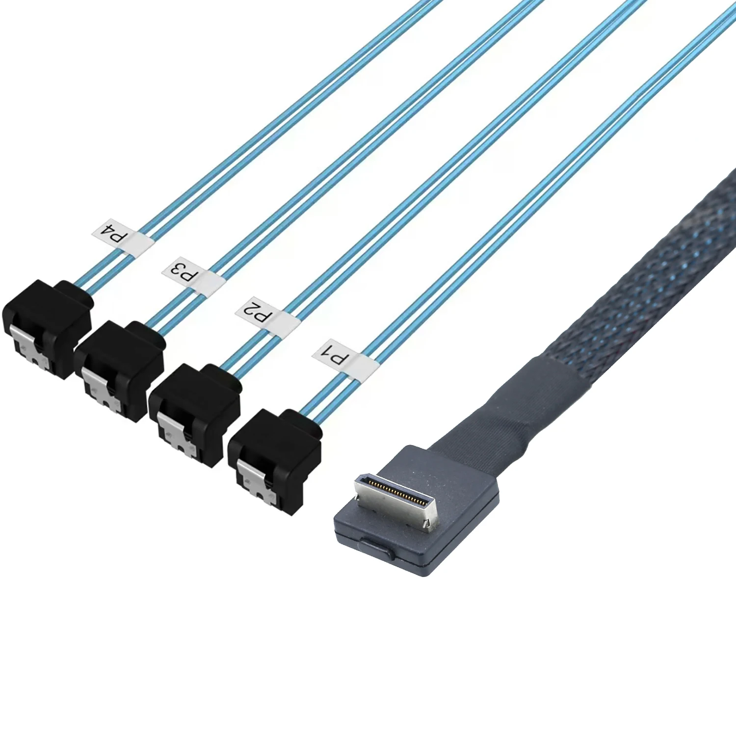 OcuLink PCIe PCI-Express SFF-8611 4i 42P macho de 90 grados a 4X SATA 7P hembra de 90 grados para Cable activo de datos SSD