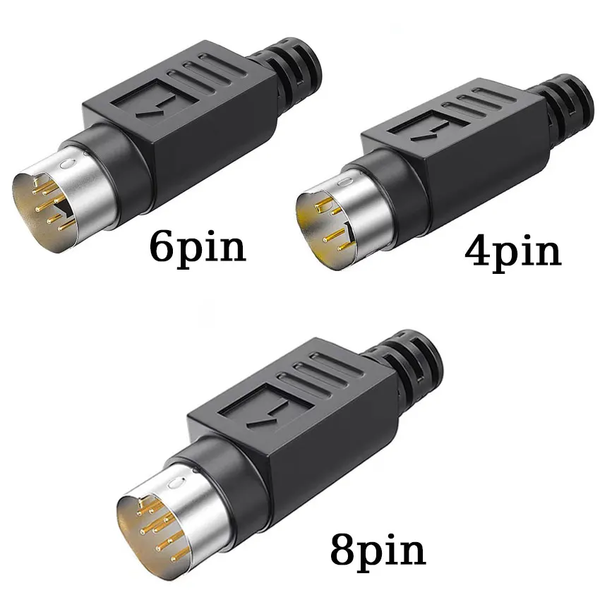 DIY para cables de soldadura Mini conector DIN terminal de vídeo S Circular 8/6/4 pines macho con adaptador de mango de plástico