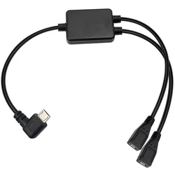 Cable Micro USB 2.0 con divisor dual - macho de angulo recto a hembra