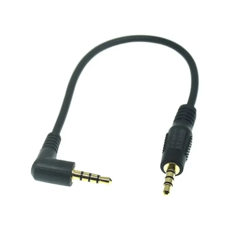 Cable de Audio de 4 polos con conector de 3,5mm, Cable de Audio de 3,5 macho a macho, Cable auxiliar Speakon de ángulo recto de 90 grados para auriculares de coche, Cable MP3/4 - imagen 3