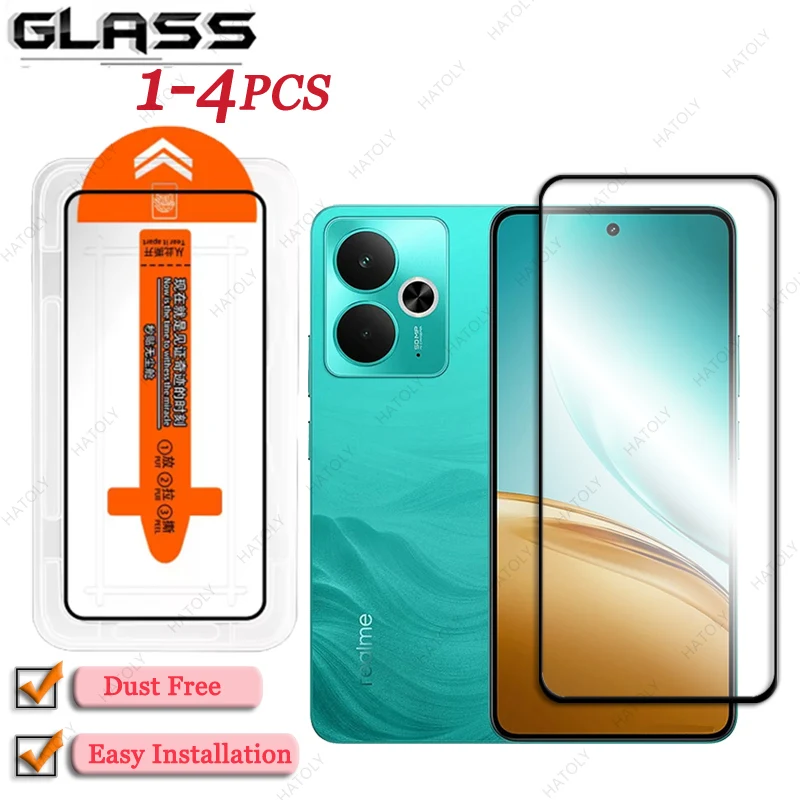 Para Realme 14T vidrio de instalación sin polvo para Realme 14T Protector de pantalla película protectora de borde negro para Realme 14T 5G - imagen 3