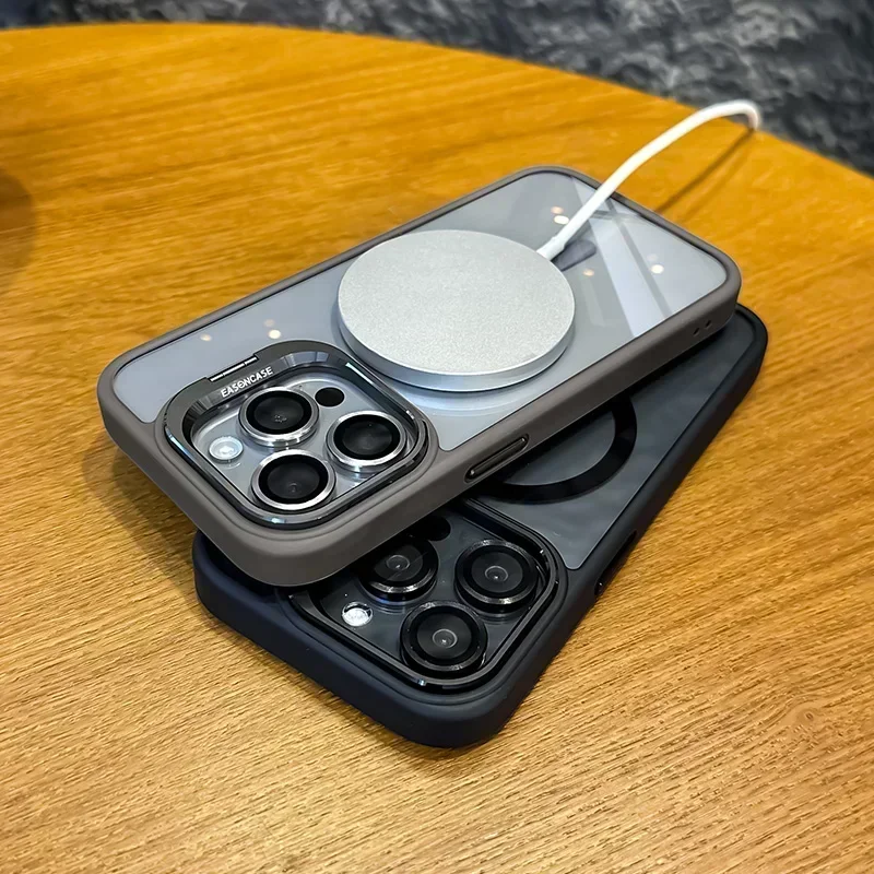 Kit de lentes de cámara 2 en 1 y funda magnética con soporte para Magsafe IPhone 16 15 14 13 12 11 Pro Max Plus 16Pro IPhone16 Mac cubierta segura - imagen 3