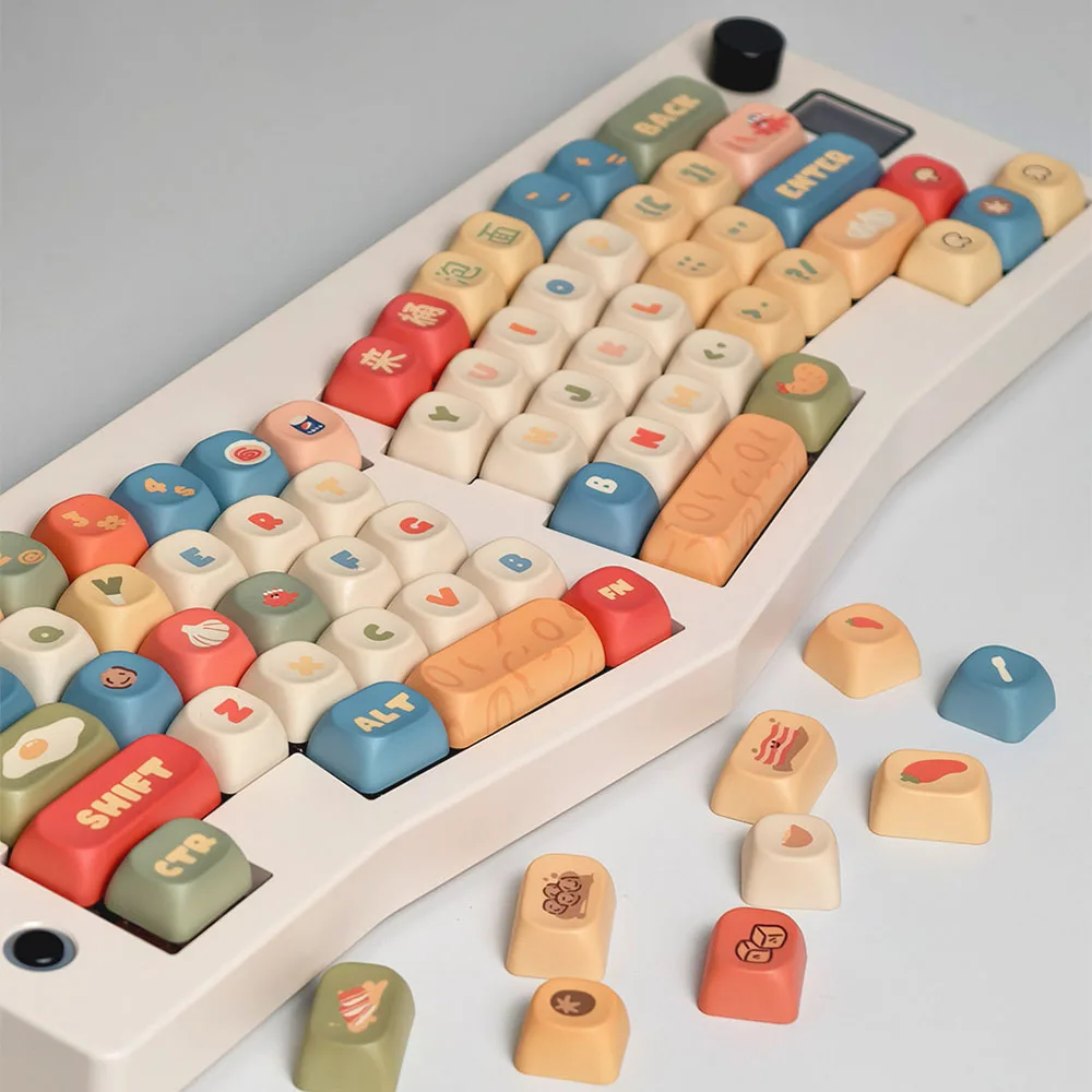 Teclas con tema de fideos instantáneos, perfil MOA, tapas redondas de teclado mecánico con dibujos animados, teclas PBT de sublimación térmica de cinco lados - imagen 3