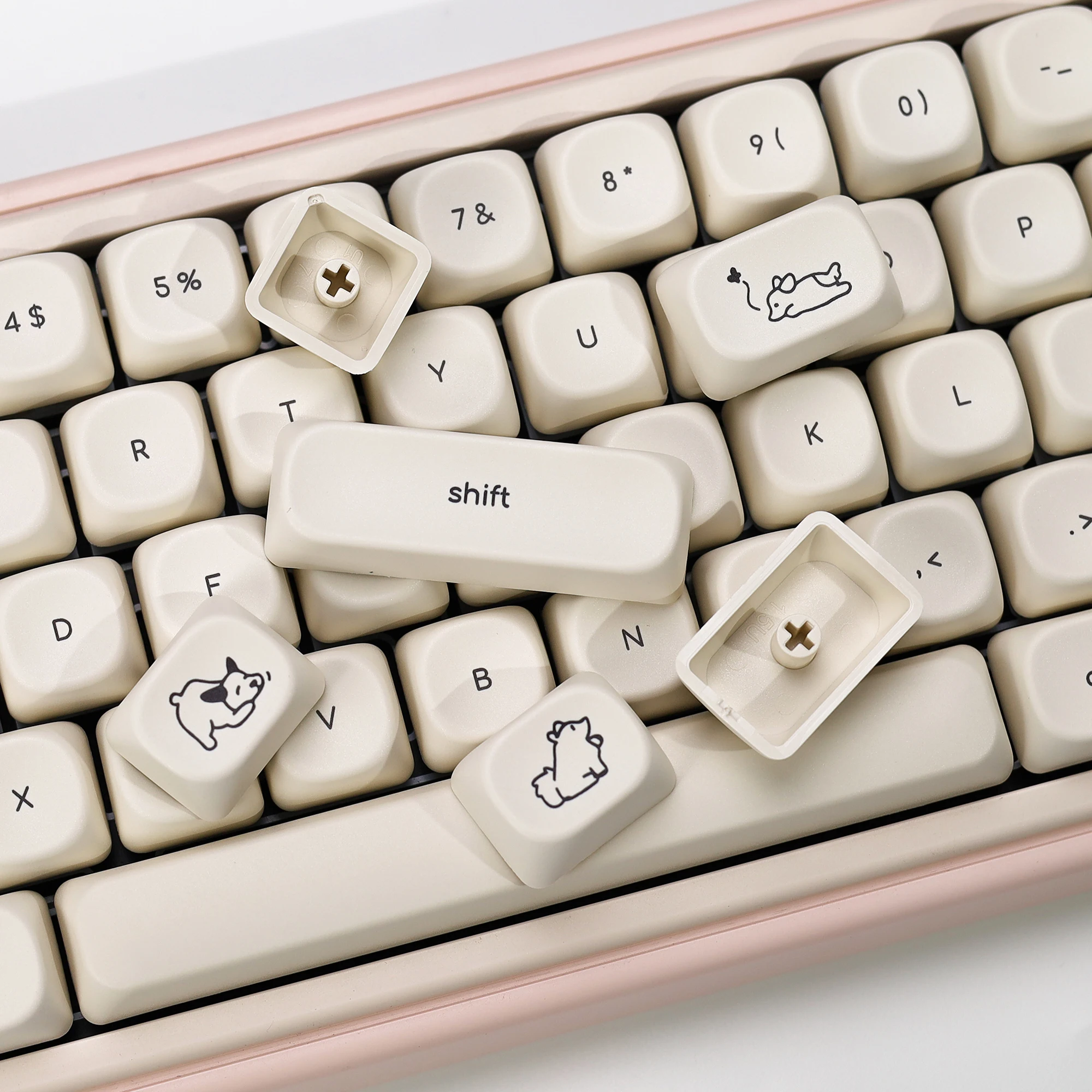 KBDiy-teclas de perro bonito PBT, estilo minimalista, perfil KOA, teclas personalizadas DIY Alice ISO para teclado mecánico para juegos de 60 Wooting - imagen 5