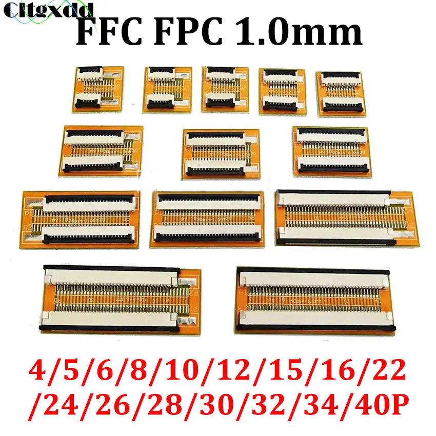 Adaptador de placa de extensión de Cable plano Flexible FPC FFC, paso de 1,0mm, Conector de Pin 4, 5, 6, 8, 10, 12, 14, 15, 16, 22, 24, 26, 28, 30 ~ 40, 1 unidad