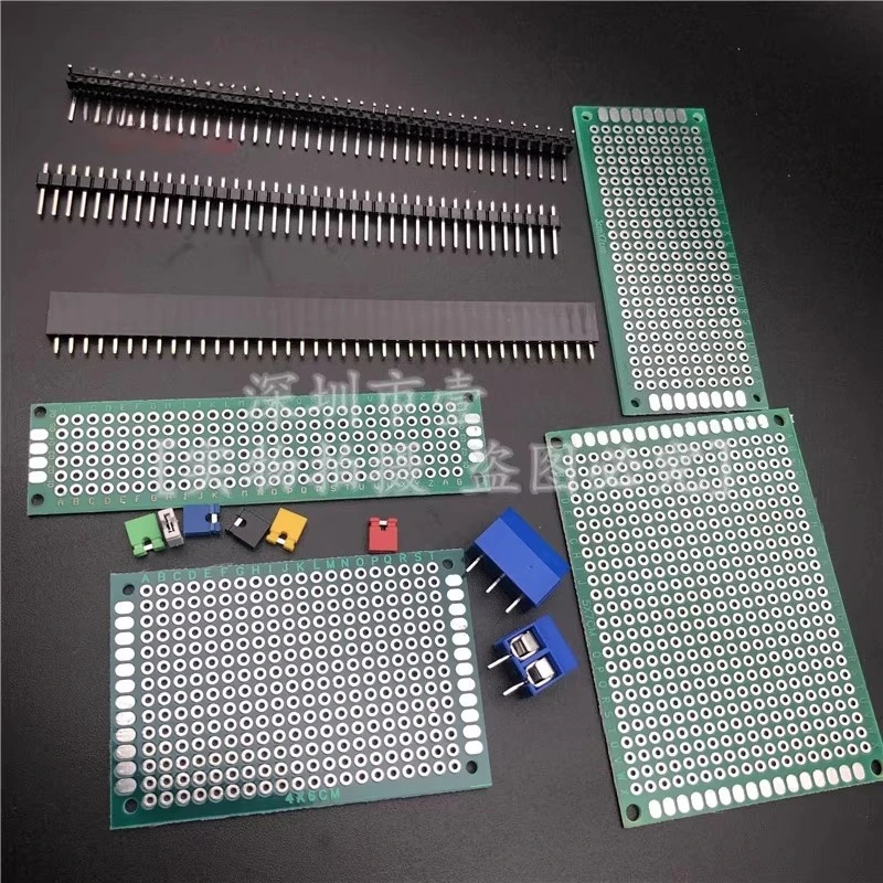 100 Uds. (30 Uds. De Panel doble + 30 Uds. De pines de una sola fila de 2,54mm + 10 Uds. KF301 + 30 Uds. De tapas de cortocircuito de 6 colores) KIT de PCB de doble Panel - imagen 2
