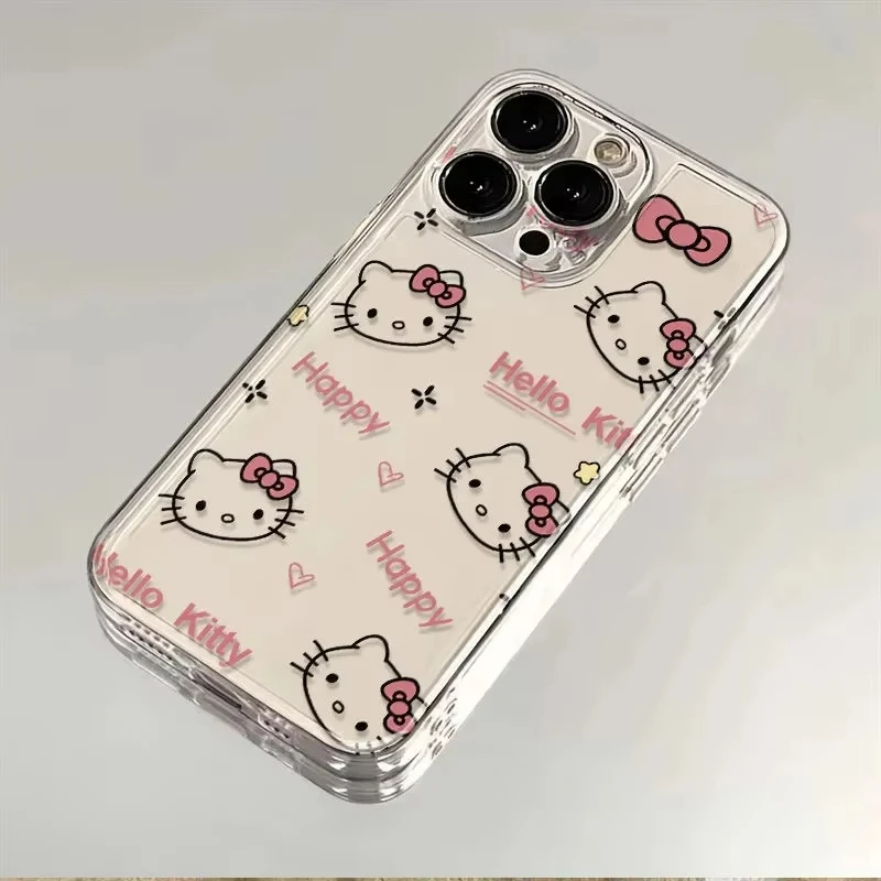 Sanrio Hello Kitty KT cabeza arco funda de teléfono para iPhone 16 15 14 13 Pro Max 11 12 13 Pro X XR 7 8 Plus Linda chica Y2K cubierta creativa - imagen 5