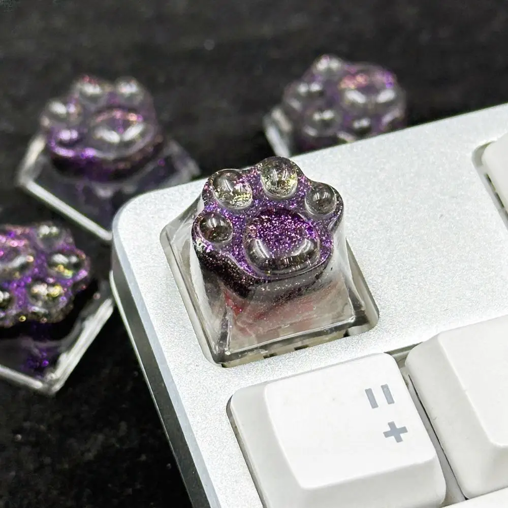 Tapa de tecla Esc, bonito garra de gato de cielo estrellado, diseño personalizado, pegamento de goteo transparente, teclas de eje transversal para teclado mecánico DIY - imagen 3