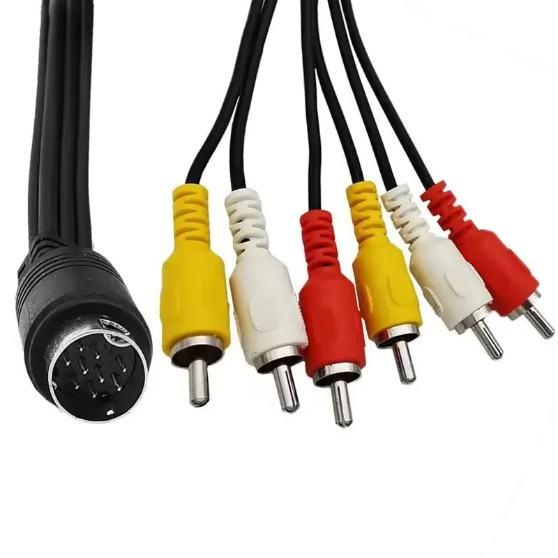 Adaptador de TV HDTV de 9 pines S-Video a 3 RCA RGB 6RCA, 6 cables RCA, Cable AV de Audio y vídeo de 1,8 m, Cable de conexión de 9 pines a RCA