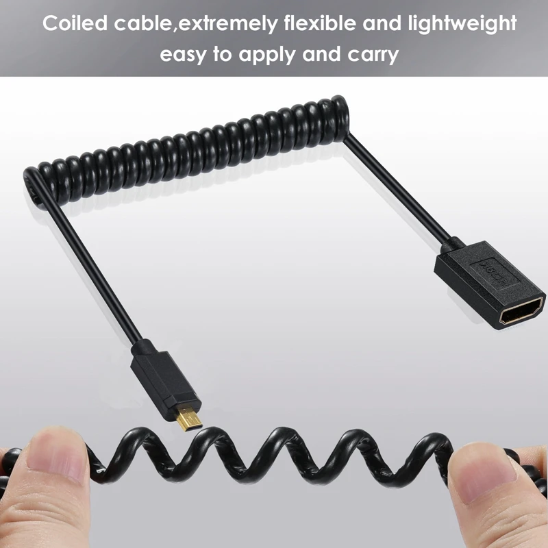 Resorte de expansión de alta calidad 4K 60Hz versión 2,0 Cable hembra compatible con HDMI a Micro Mini Cable HD macho compatible con HDMI - imagen 4