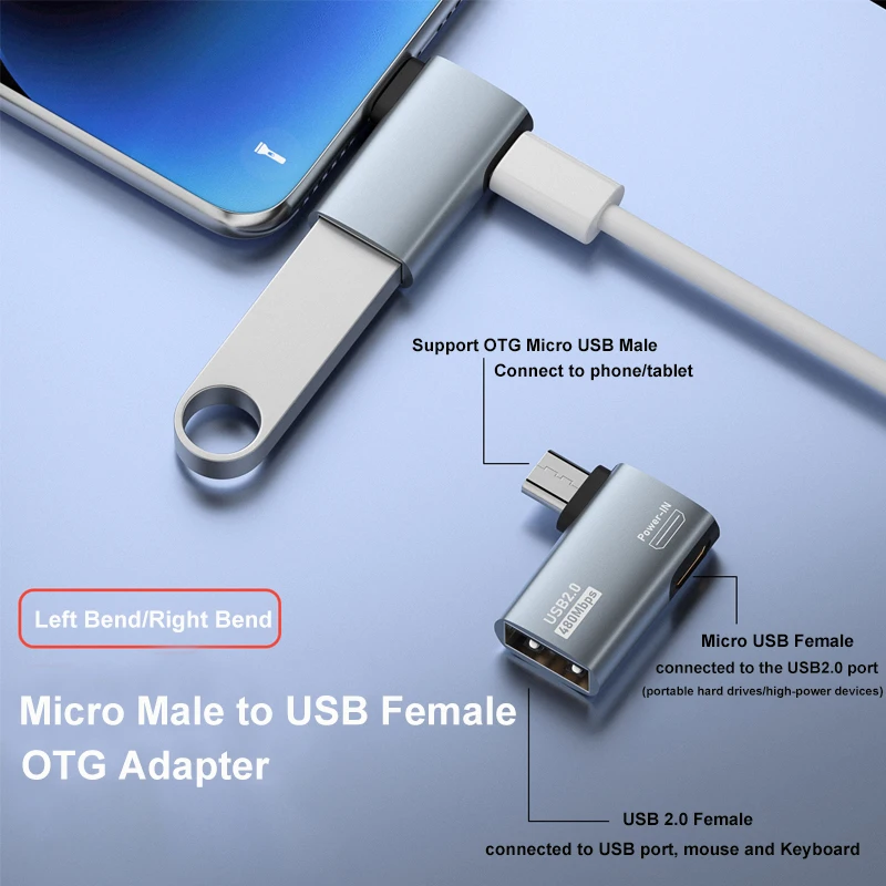 Adaptador OTG Micro USB macho a USB hembra, convertidor de carga rápida, transmisión de datos, adaptador USB para tableta, teléfono, TV, disco duro - imagen 2