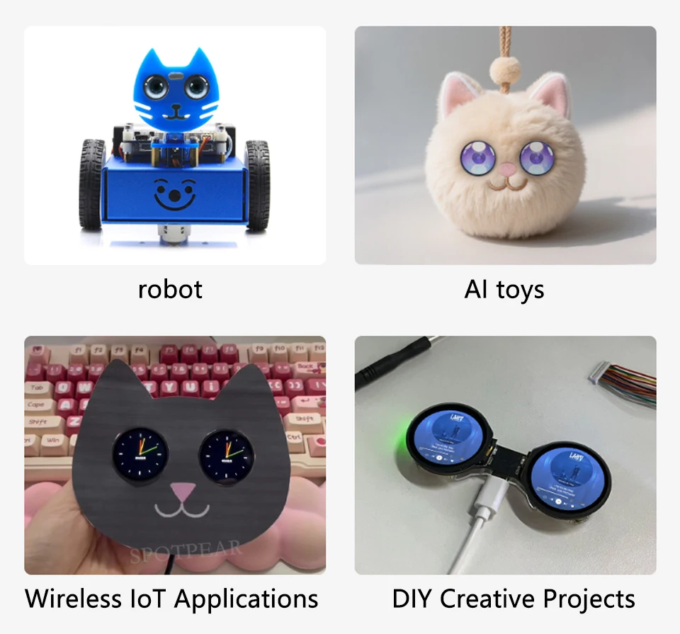 ESP32-S3 AI desarrollo ocular electrónico Doard DualEye TouchEye pantalla táctil LCD de 1,28 pulgadas pantalla redonda N16R8 Robot de muñeca de juguete - imagen 5