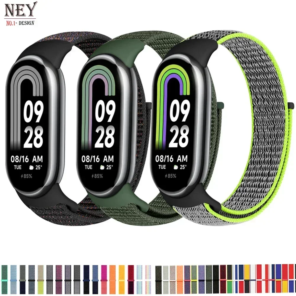 Bucle de nailon para xiaomi Mi Band 9 8 Correa NFC SmartWatch pulsera de repuesto deporte Mujer cinturón pulsera Correa Miband 8 9 pulsera - imagen 2