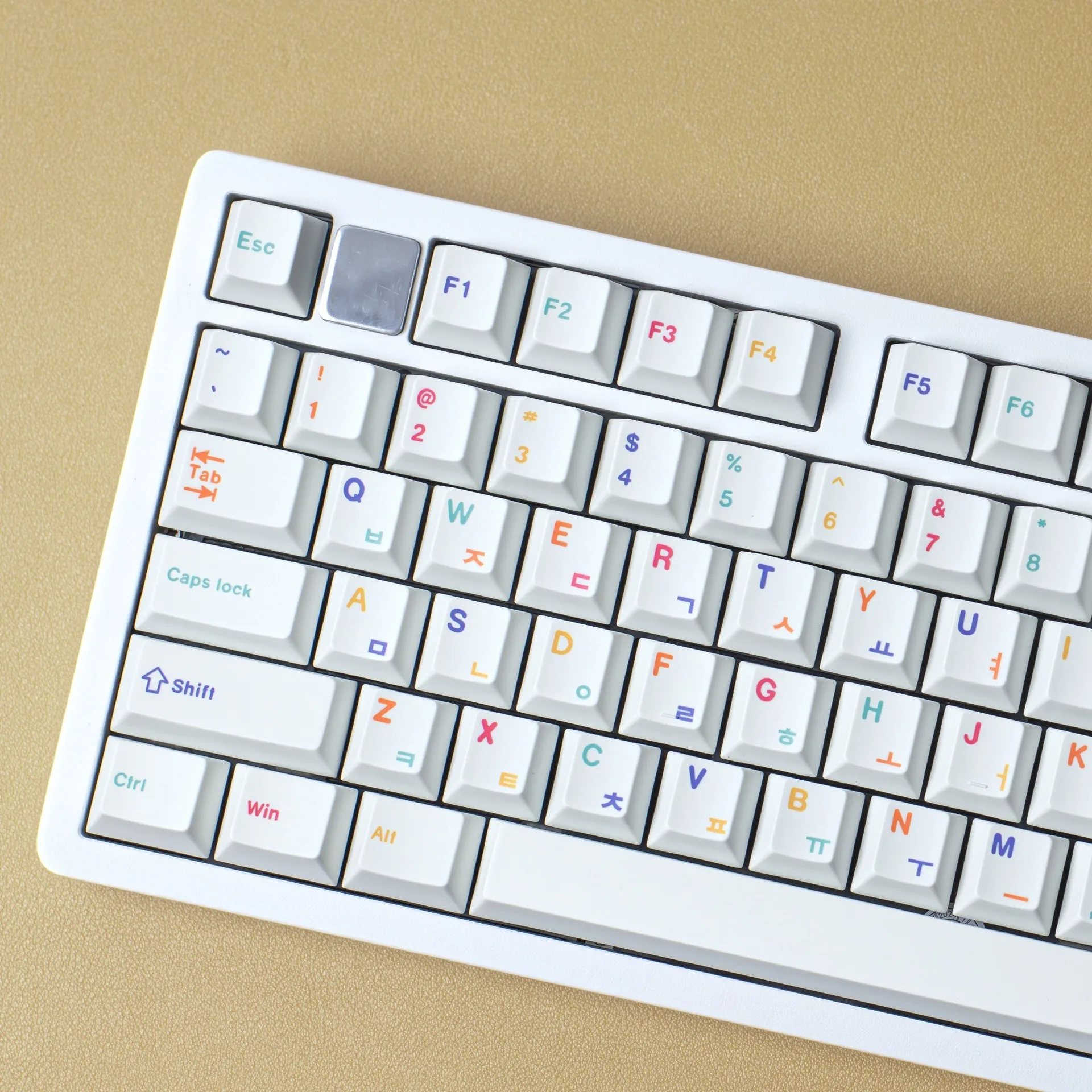 Teclas blancas minimalistas, estilo coreano, español, francés, japonés, ruso, alemán, ISO 7U, perfil de cereza, PBT, para teclado mecánico