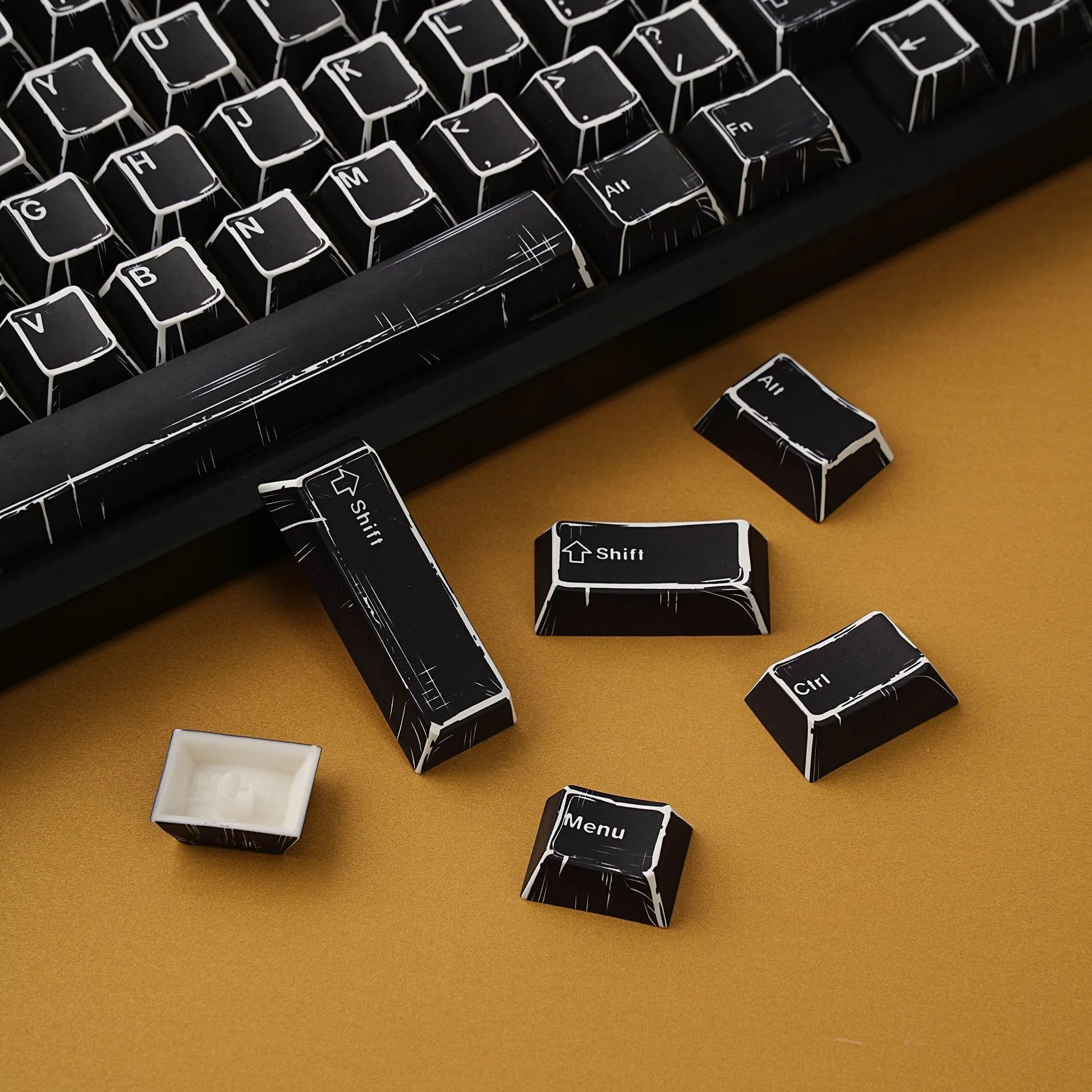 Teclas de teclado mecánico negro cómico español francés coreano japonés ruso alemán estampado lateral cereza perfil PBT Keycap DIY - imagen 3