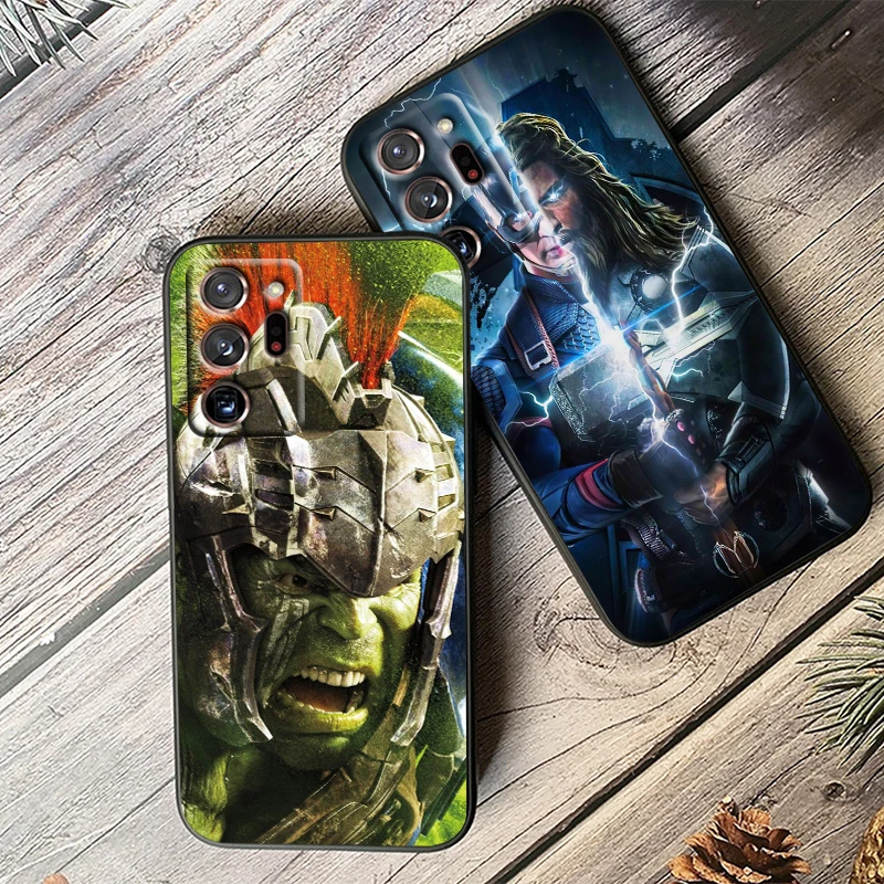 Funda negra de Los Vengadores Capitán América Thor para Samsung Note 20, 10, Ultra Plus, A31, A14, A12, A70, A34, A25, A04, A05, A15, A24, 5G - imagen 3