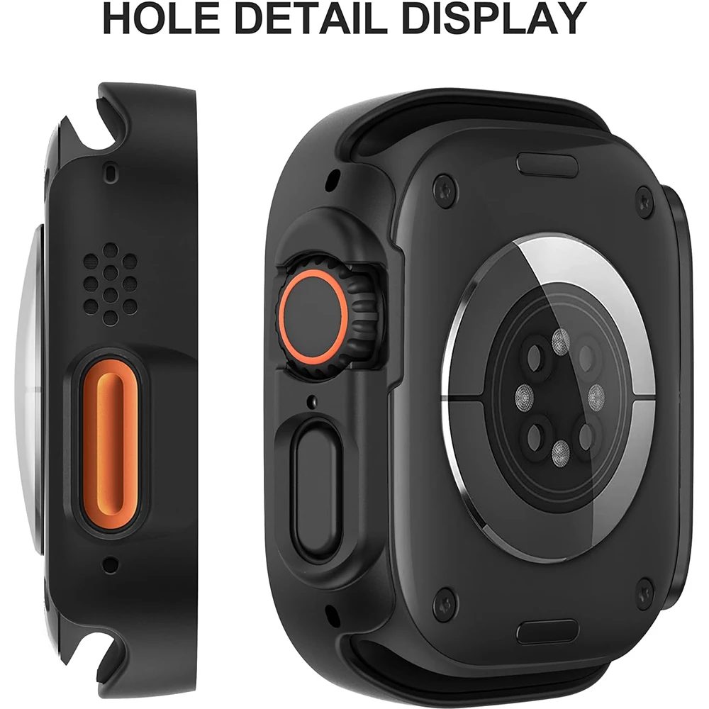 Protector de pantalla de vidrio templado negro para Apple Watch Ultra 2 Ultra2, funda protectora, accesorios protectores de pantalla, 2 uds. - imagen 3