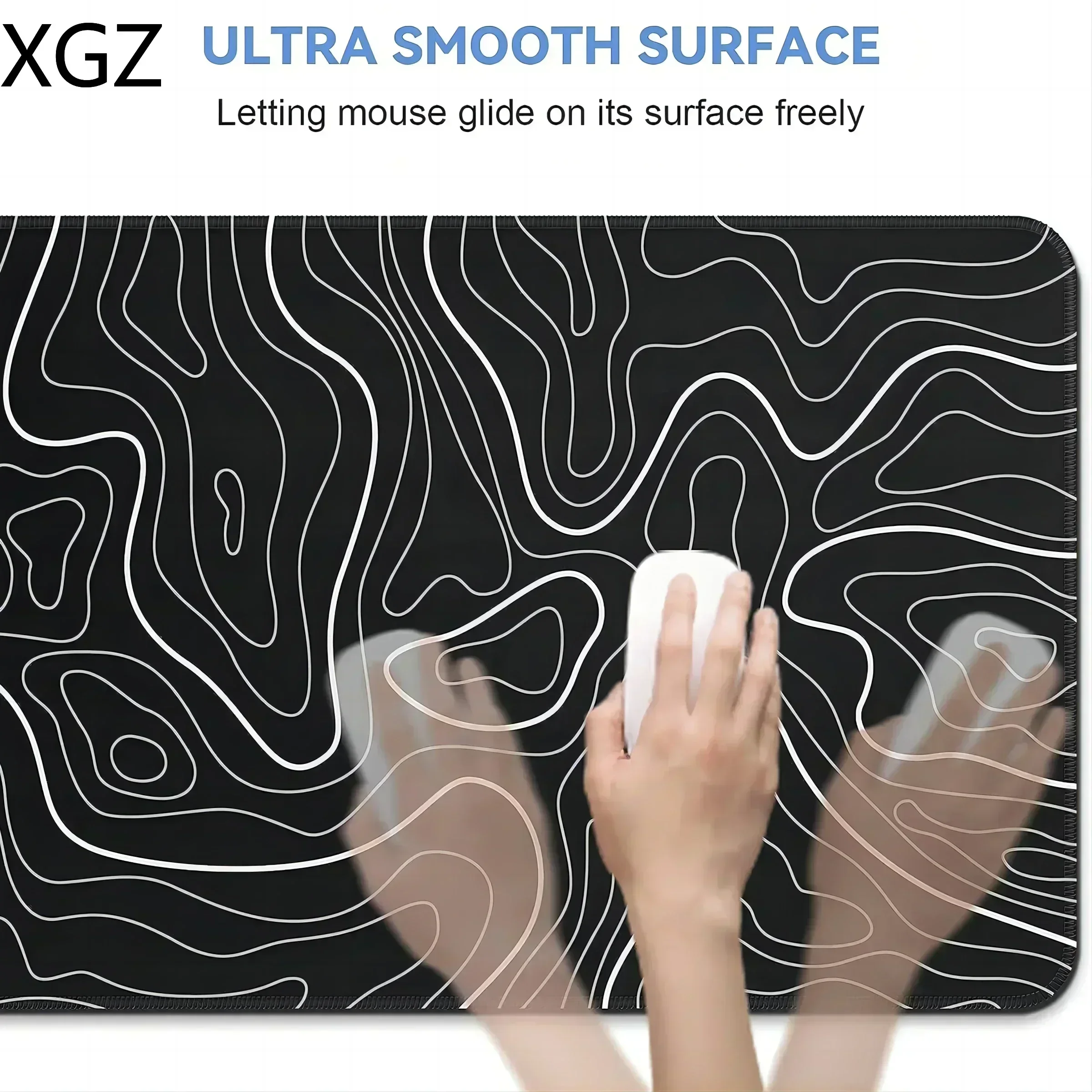 Alfombrilla de ratón para juegos en blanco y negro, teclado grande, alfombrilla de escritorio de 31,5x11,8 pulgadas, mapa del terreno, adecuada para uso doméstico y de oficina, 1 unidad - imagen 5
