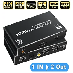 Divisor HDMI 4K 60Hz con extractor de audio HDR para PS5/Xbox Series X